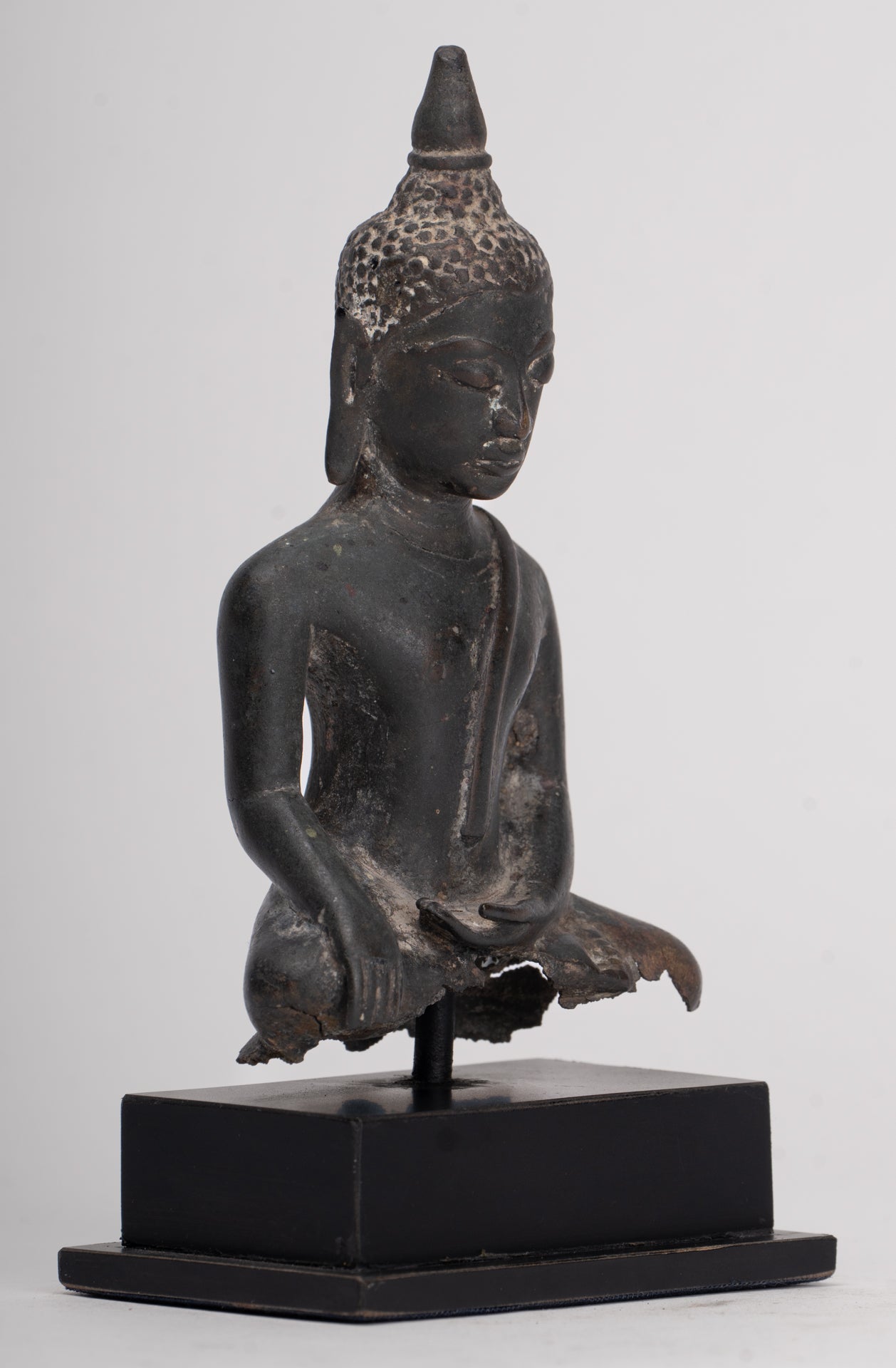 Buddha Statue - Antique Ayutthaya Style Seated Enlightenment Buddha Statue - 15cm/6"