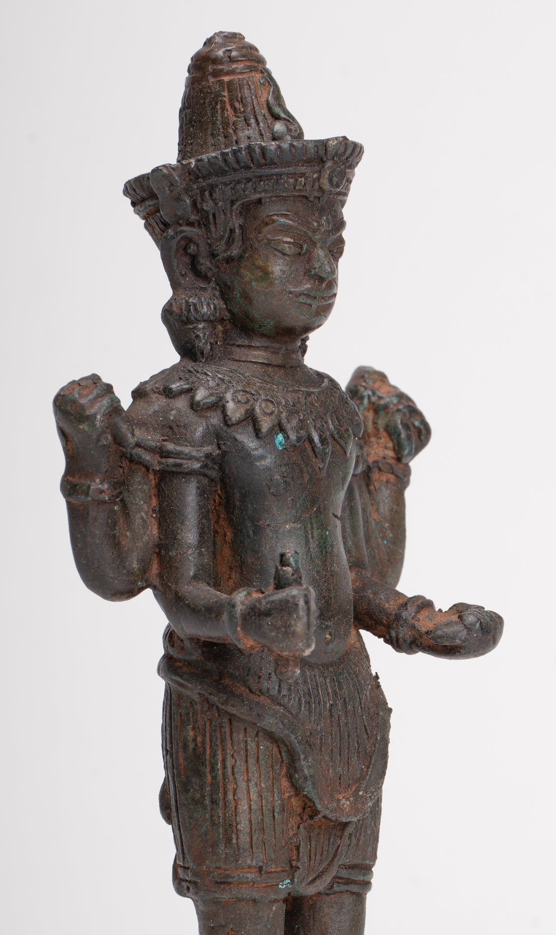 Shiva Statue - Antique Thai Style Bronze Standing Lopburi Shiva Statue - 23cm/9"
