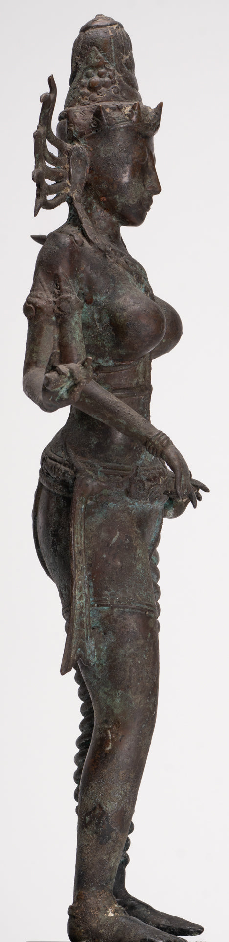 Statue Parvati – Statue Parvati javanaise en bronze de style indonésien antique 58 cm/23"
