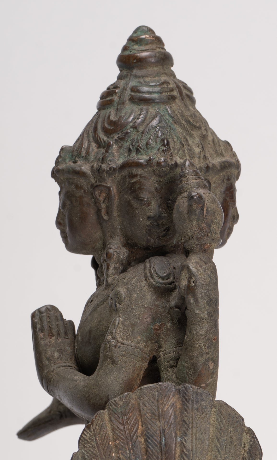 Antique Indonesian Style Majapahit Standing Bronze Brahma Statue - 30cm/12"