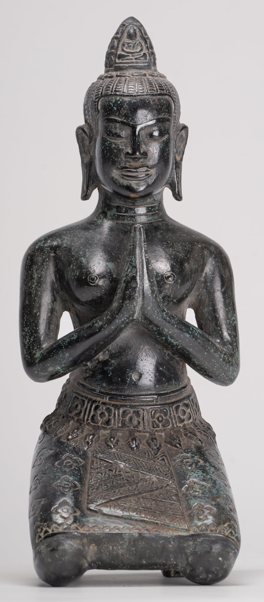 Deity Statue - Antique Khmer Style Bayon Prajnaparamita Statue / Goddess - 28cm/11"