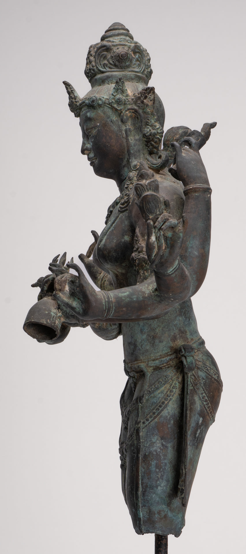 Parvati Statue - Antique Indonesian Style Bronze Javanese Parvati Torso - 72cm/29"