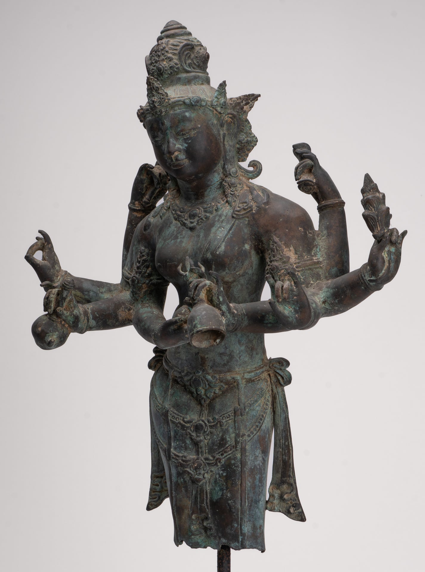 Parvati Statue - Antique Indonesian Style Bronze Javanese Parvati Torso - 72cm/29"