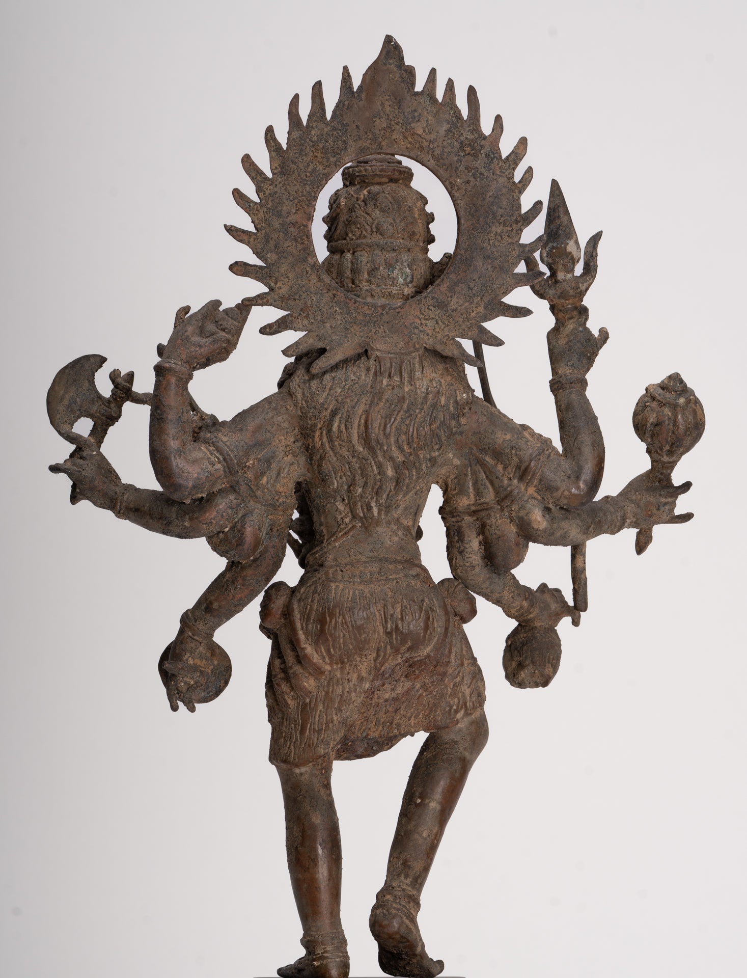 Statua di Kali - Statua di Kali o Mahakali in bronzo antico Majapahit in stile Java - 43 cm/17"