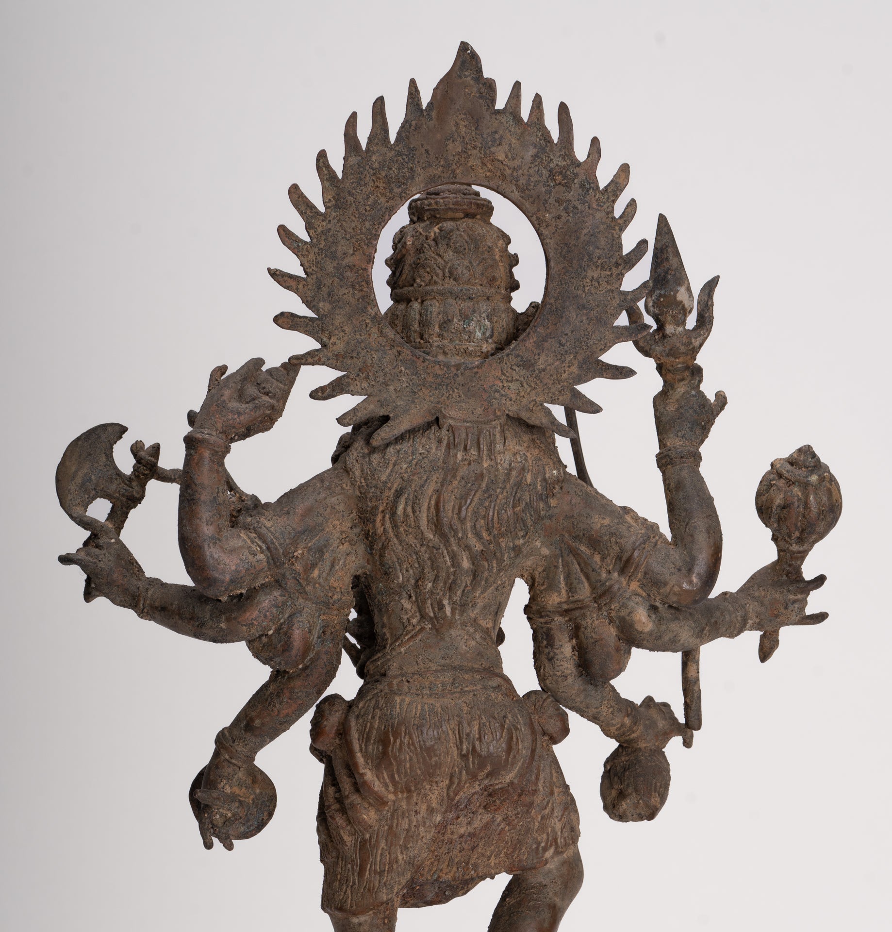 Statua di Kali - Statua di Kali o Mahakali in bronzo antico Majapahit in stile Java - 43 cm/17"