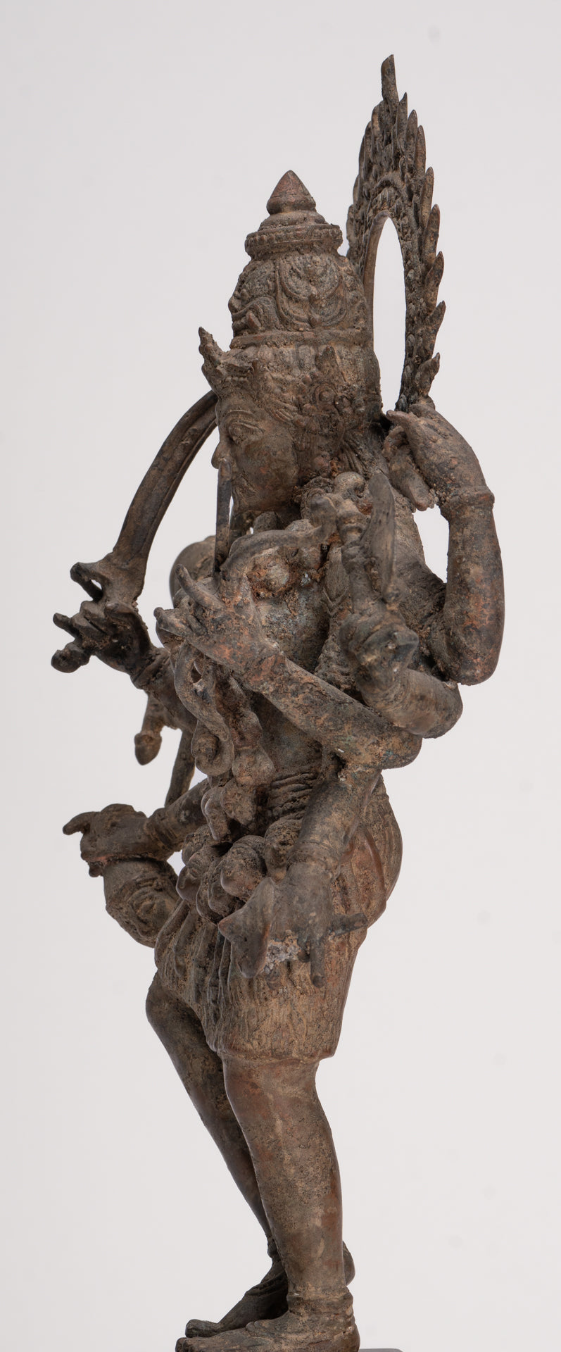 Statua di Kali - Statua di Kali o Mahakali in bronzo antico Majapahit in stile Java - 43 cm/17"