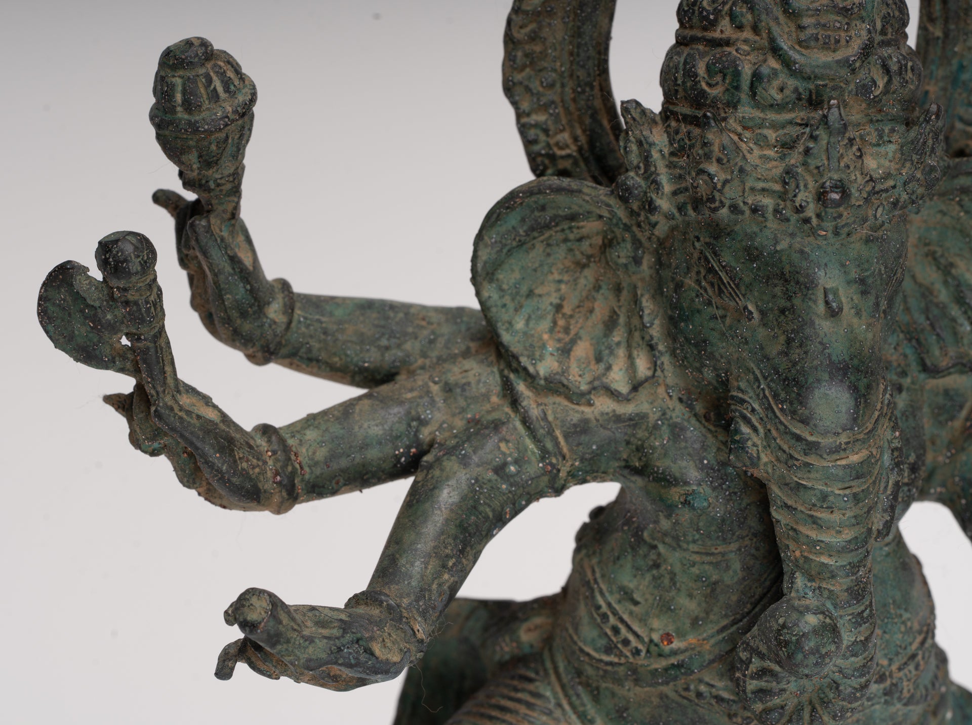 Estatua antigua de Ganesha indonesia danzante de bronce estilo javanés - 32 cm/13"
