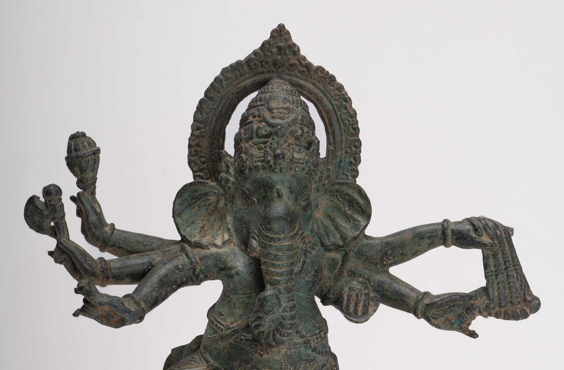 Antique Javanese Style Bronze Dancing Indonesian Ganesha Statue - 32cm/13"