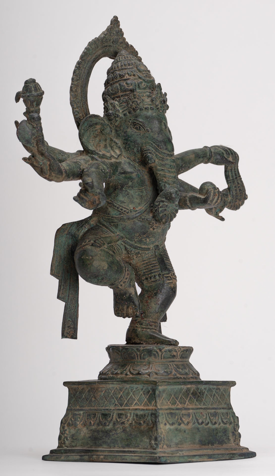Antique Javanese Style Bronze Dancing Indonesian Ganesha Statue - 32cm/13"