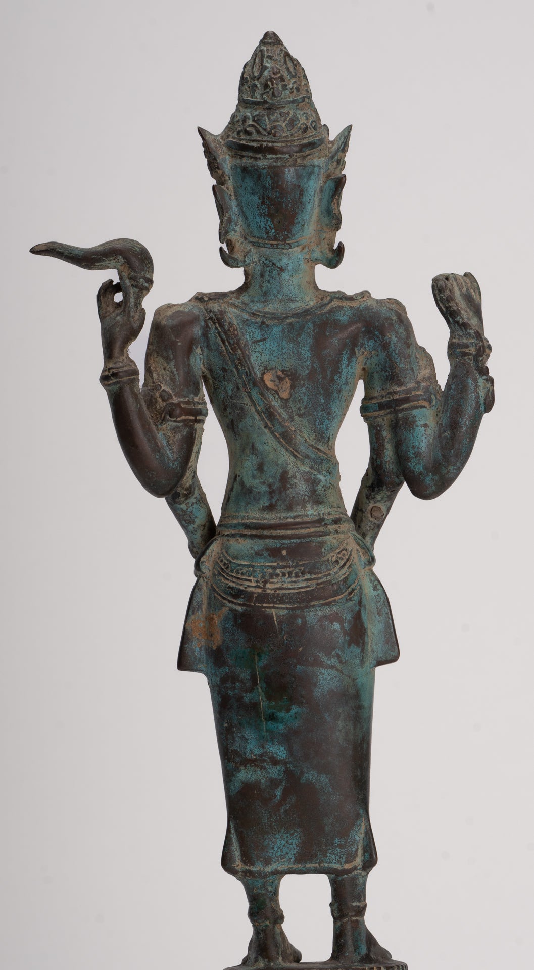 Vishnu - Antique Indonesian Style Majapahit Java Standing Bronze Vishnu Statue - 39cm/16"