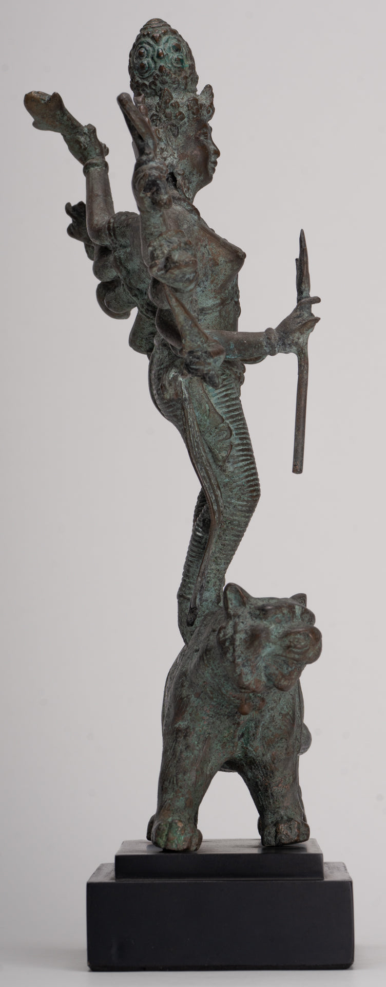Antique Javanese Style Majapahit Simhavahini Durga Statue - 37cm/15"