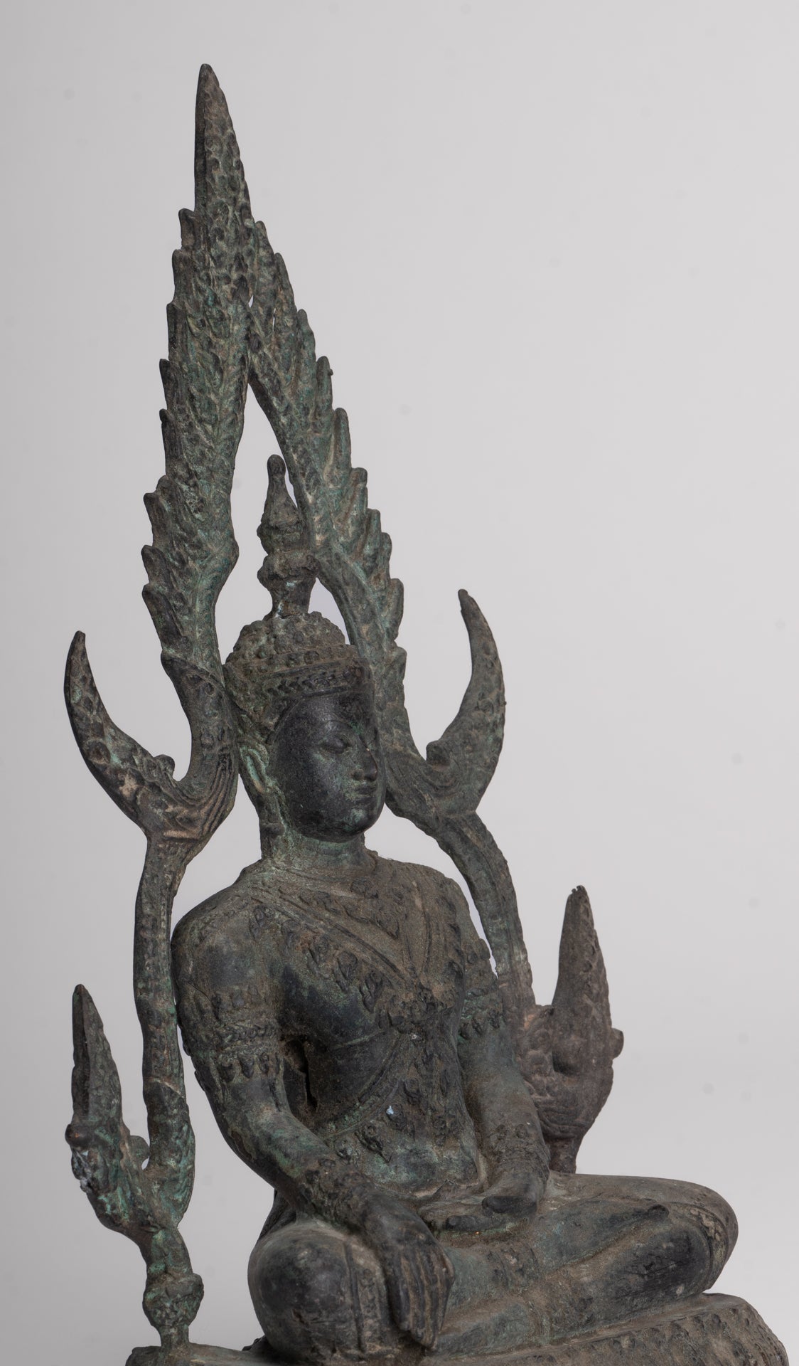 Antique Thai Style Bronze Phitsanulok Chinnarat Buddha Statue - 27cm/11"
