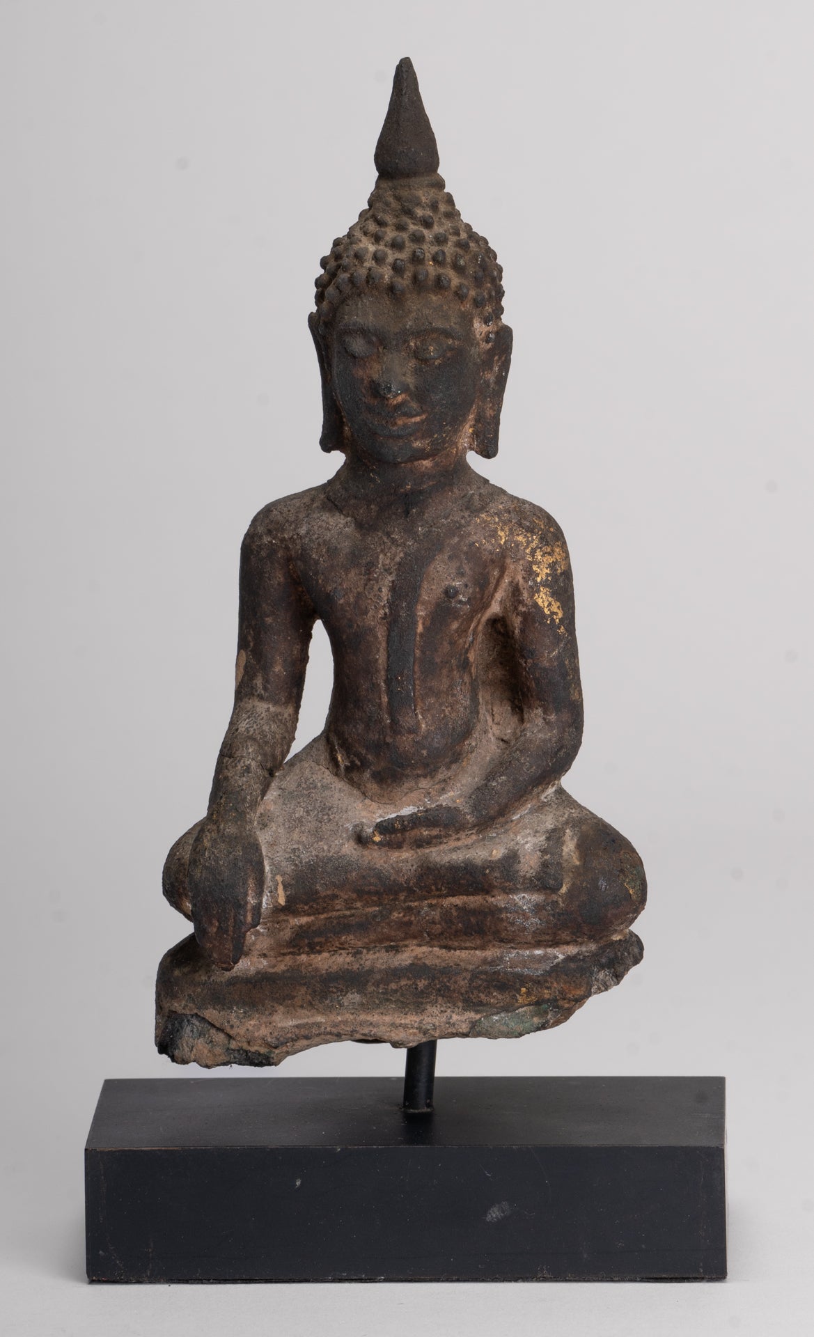Antique Ayutthaya Style Seated Enlightenment Buddha Statue - 20cm/8"