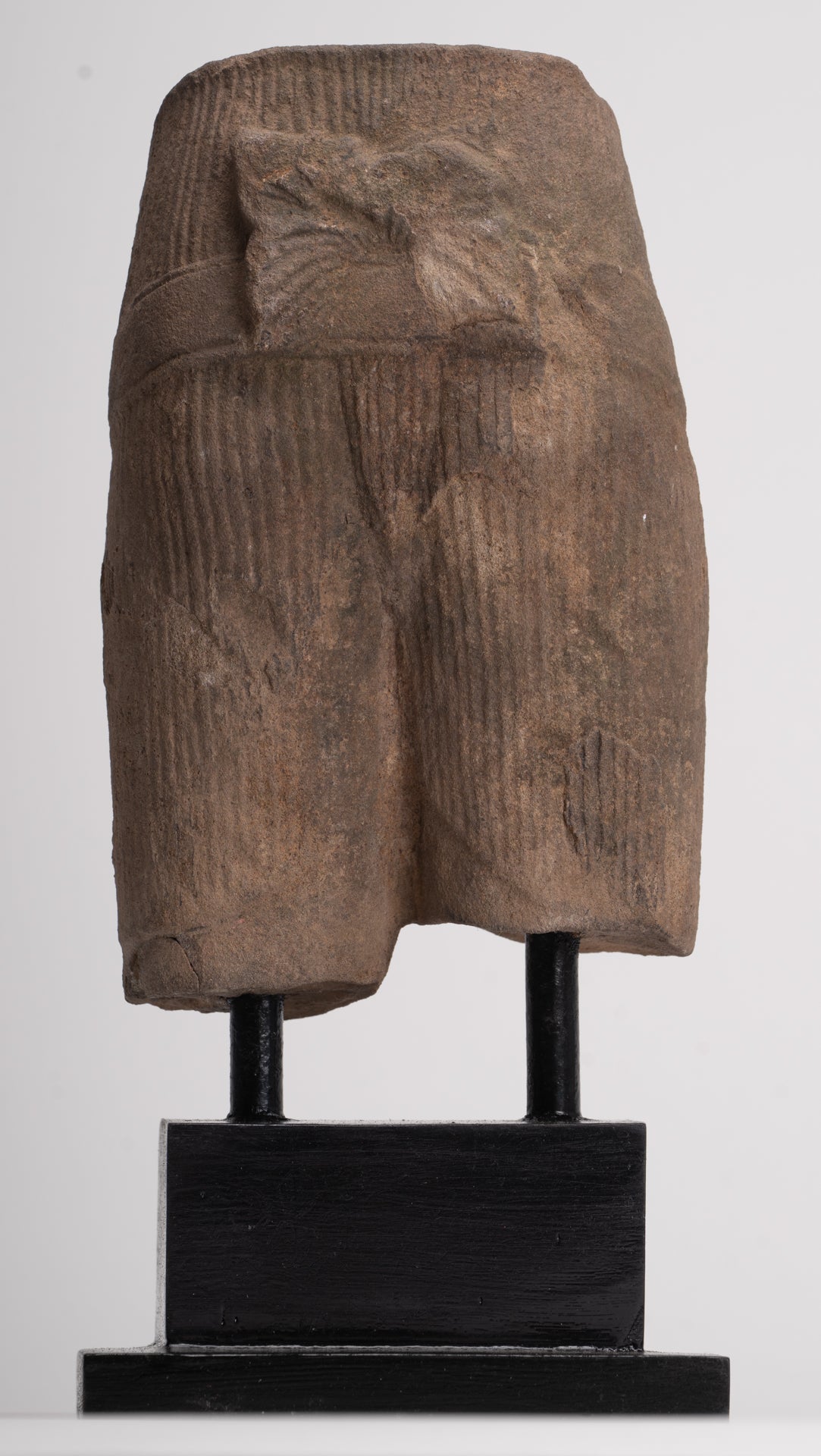 Antique Khmer Style Stone Mounted Baphuon Style Male Torso - 32cm / 13"