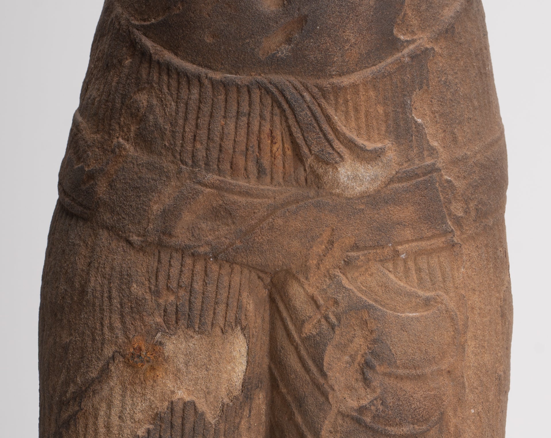 Antique Khmer Style Stone Mounted Baphuon Style Male Torso - 32cm / 13"