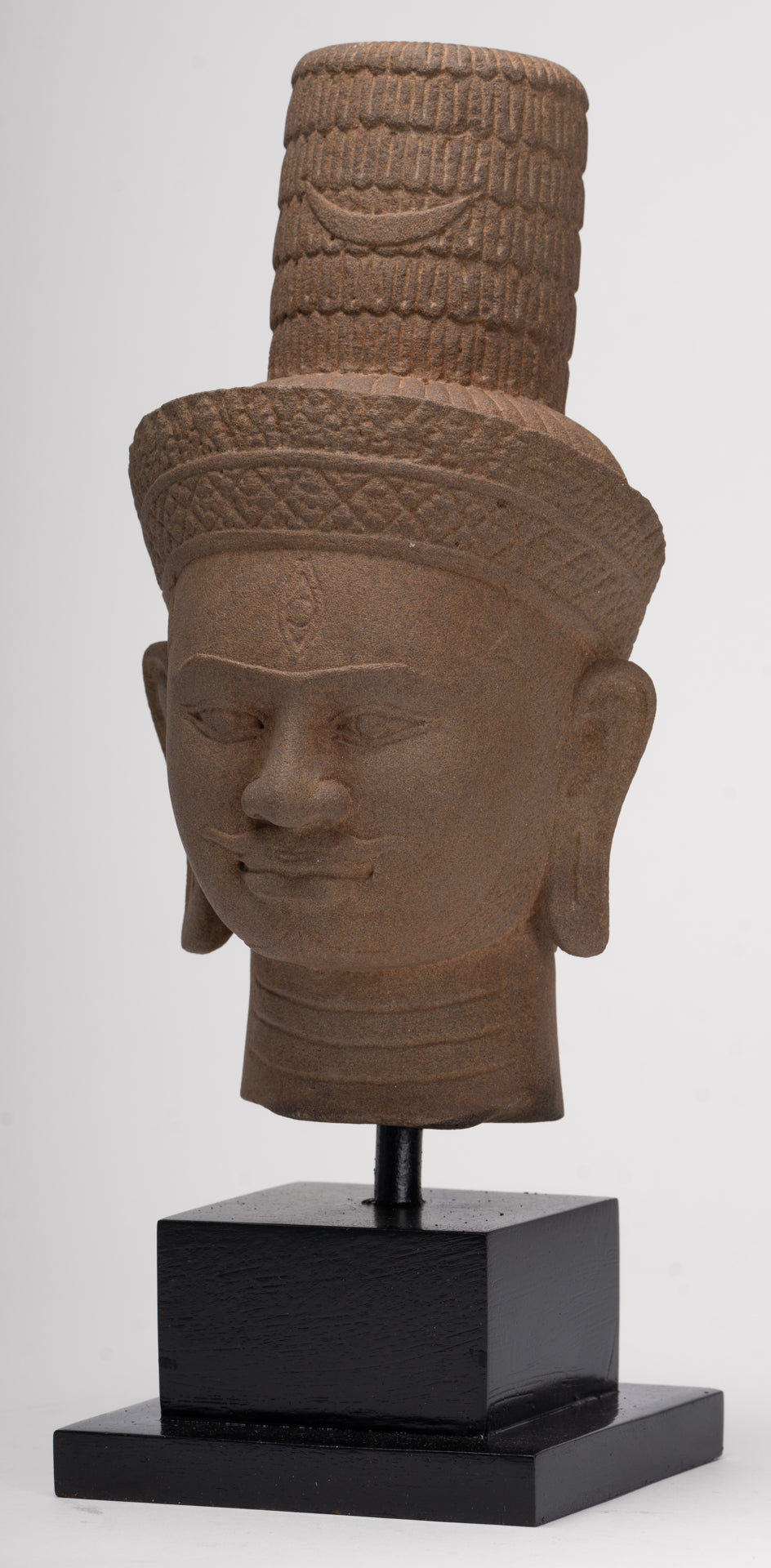 Antique Bakheng Style Khmer Stone Shiva Head Statue - The Destroyer - 35cm/14"