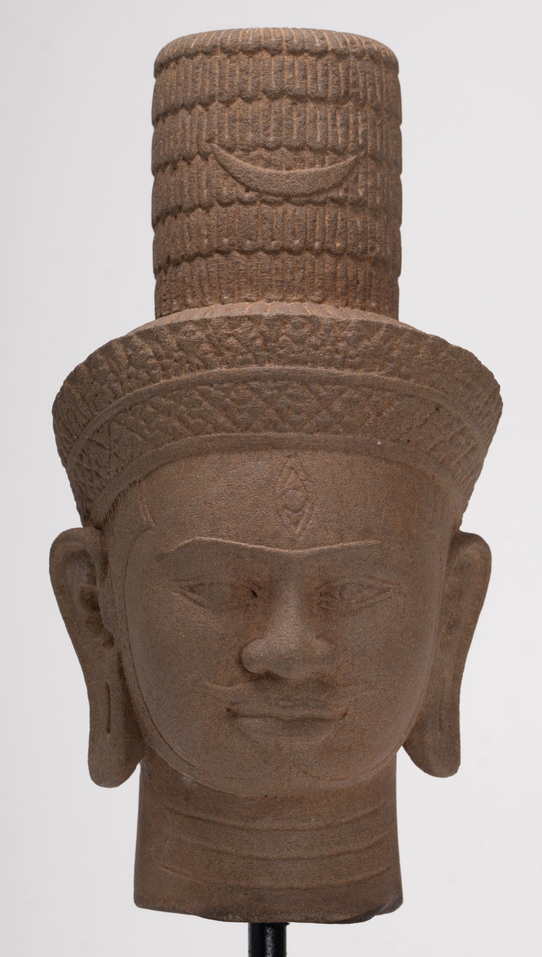 Antique Bakheng Style Khmer Stone Shiva Head Statue - The Destroyer - 35cm/14"