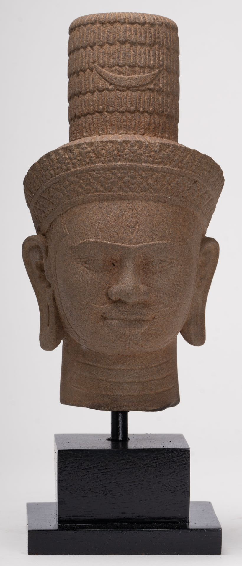 Antique Bakheng Style Khmer Stone Shiva Head Statue - The Destroyer - 35cm/14"