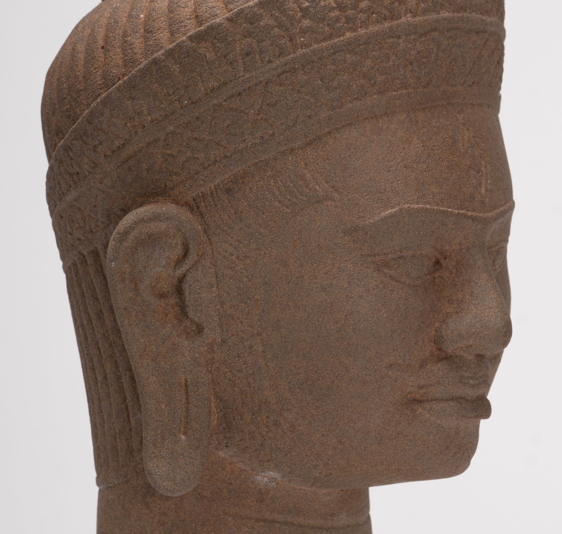 Antique Bakheng Style Khmer Stone Shiva Head Statue - The Destroyer - 35cm/14"