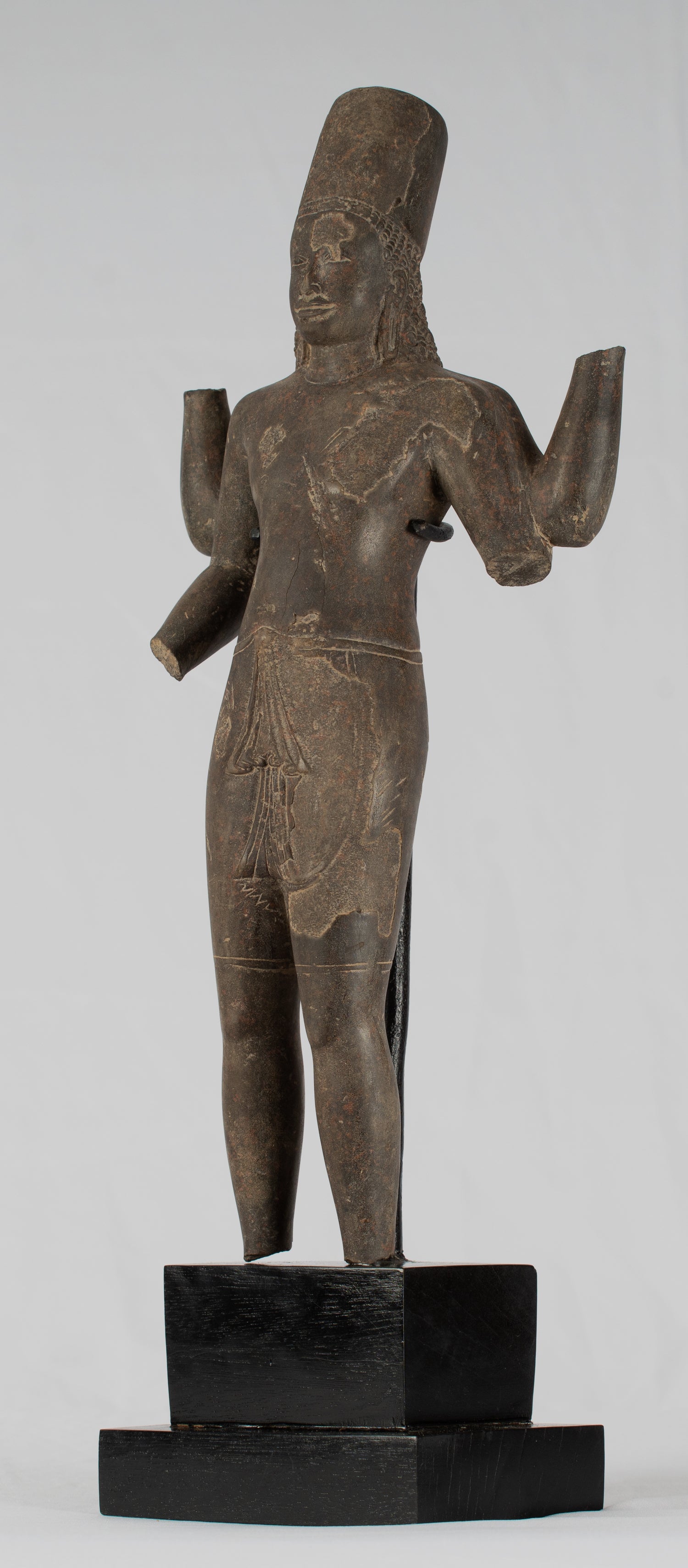 Estatua de Vishnu - Antiguo Phnom da Style Khmer Standing Sandstone Vishnu Torso - 43cm/17 "