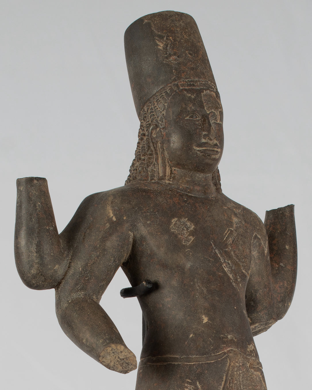 Estatua de Vishnu - Antiguo Phnom da Style Khmer Standing Sandstone Vishnu Torso - 43cm/17 "