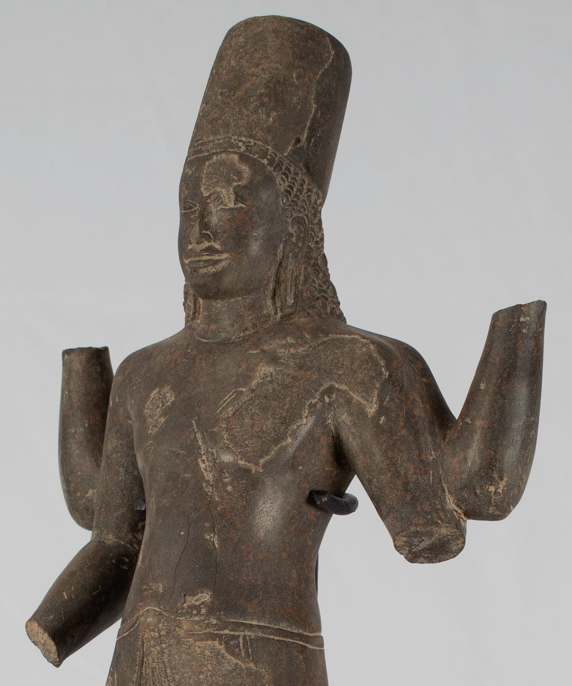 Estatua de Vishnu - Antiguo Phnom da Style Khmer Standing Sandstone Vishnu Torso - 43cm/17 "