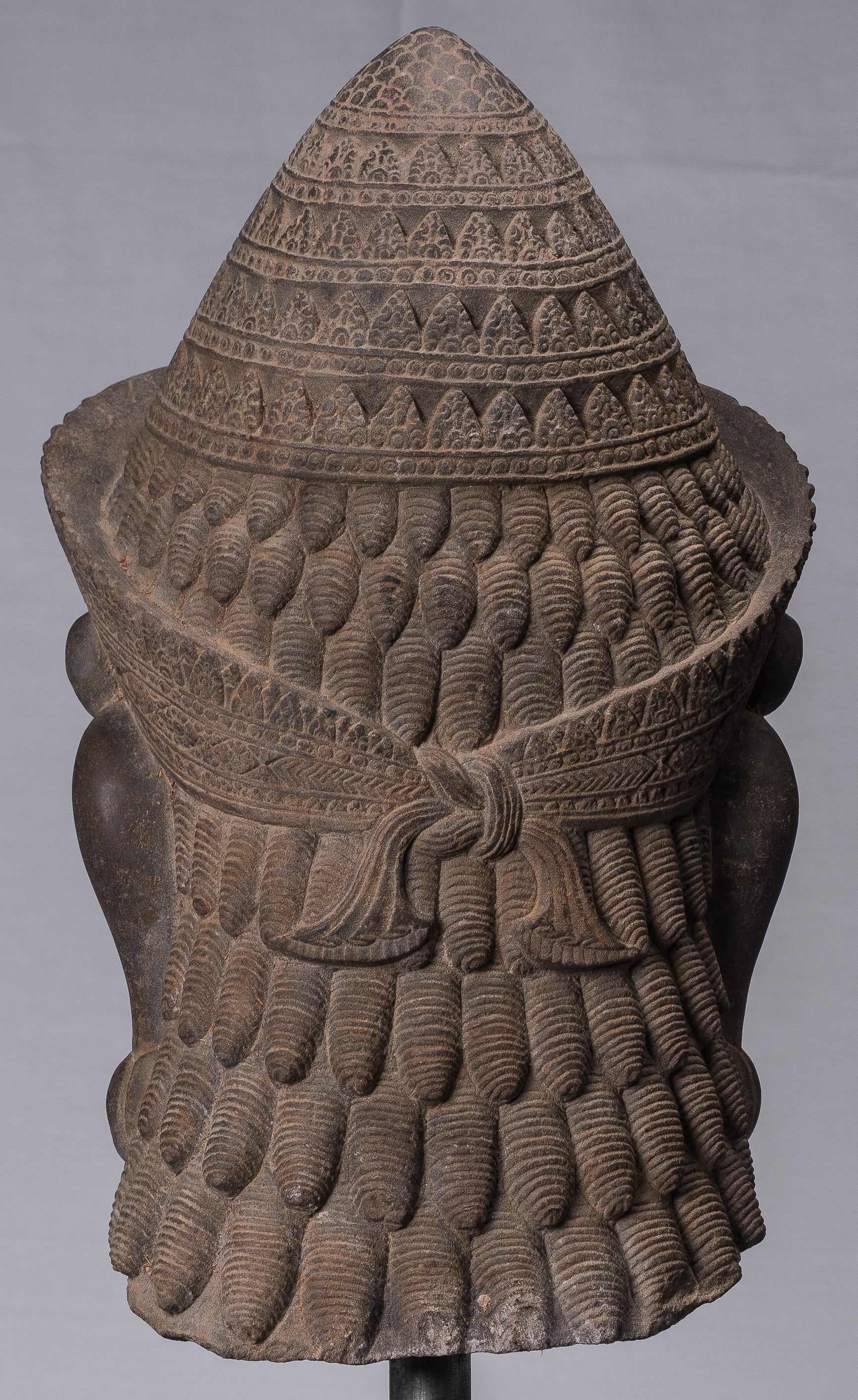 Estatua de Guardian - Antigua Khmer Stone Banteay srei Style Yaksha Temple Guardian - 58 cm / 23 "