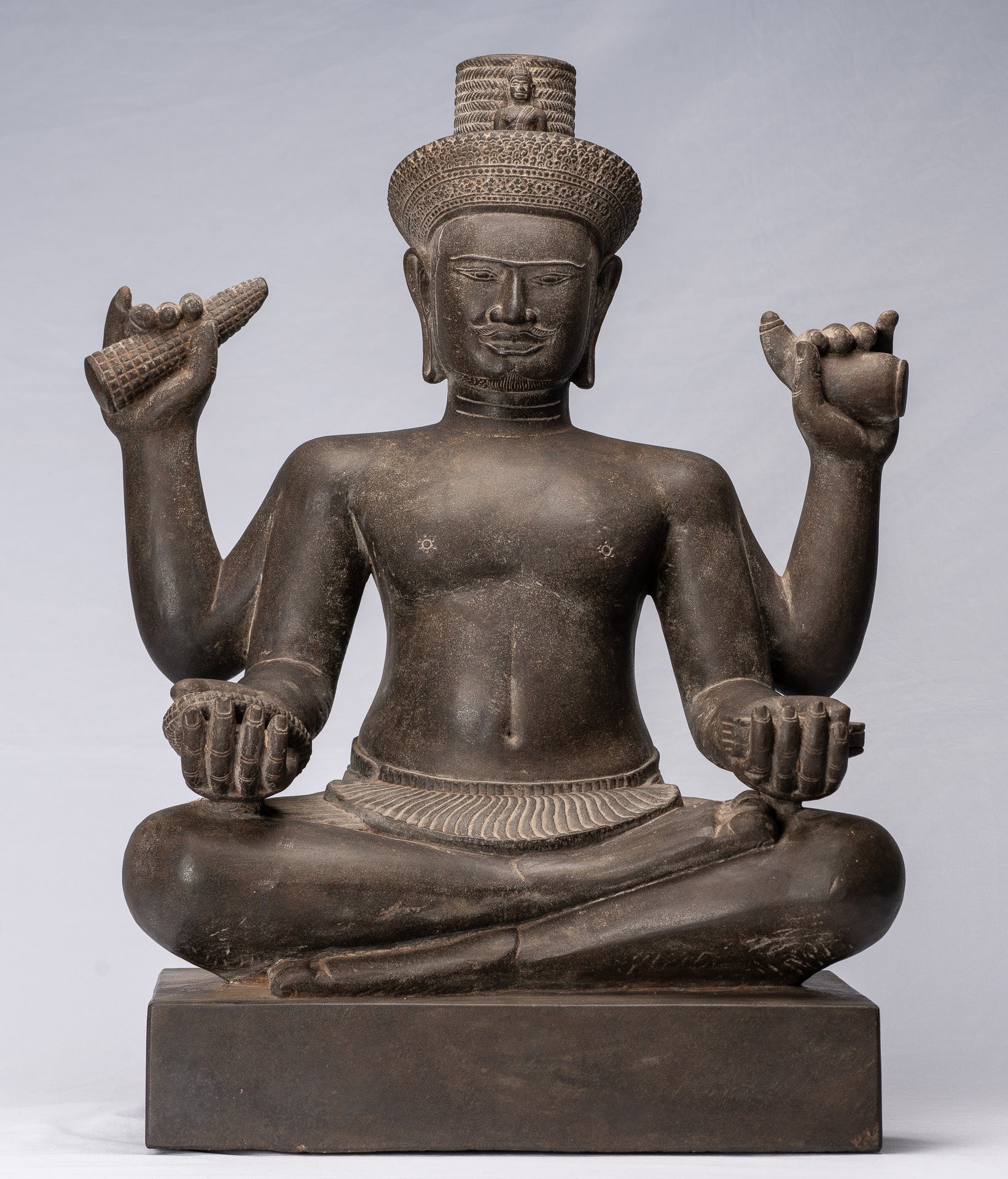 Antique Khmer Style Stone Koh Ker seduto Bodhisattva Avalokitesvara Statua - 62 cm/25 "