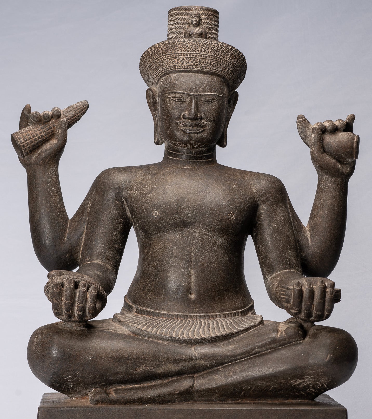 Antique Khmer Style Stone Koh Ker seduto Bodhisattva Avalokitesvara Statua - 62 cm/25 "