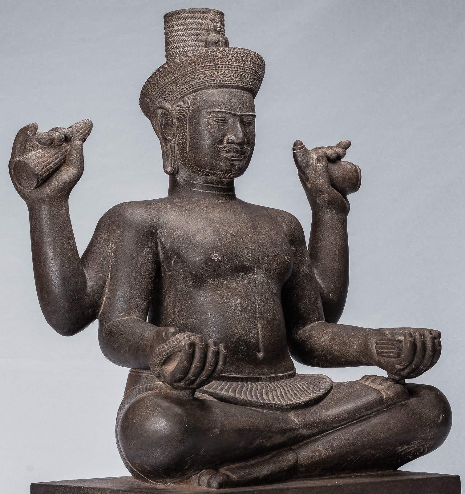 Antique Khmer Style Stone Koh Ker seduto Bodhisattva Avalokitesvara Statua - 62 cm/25 "