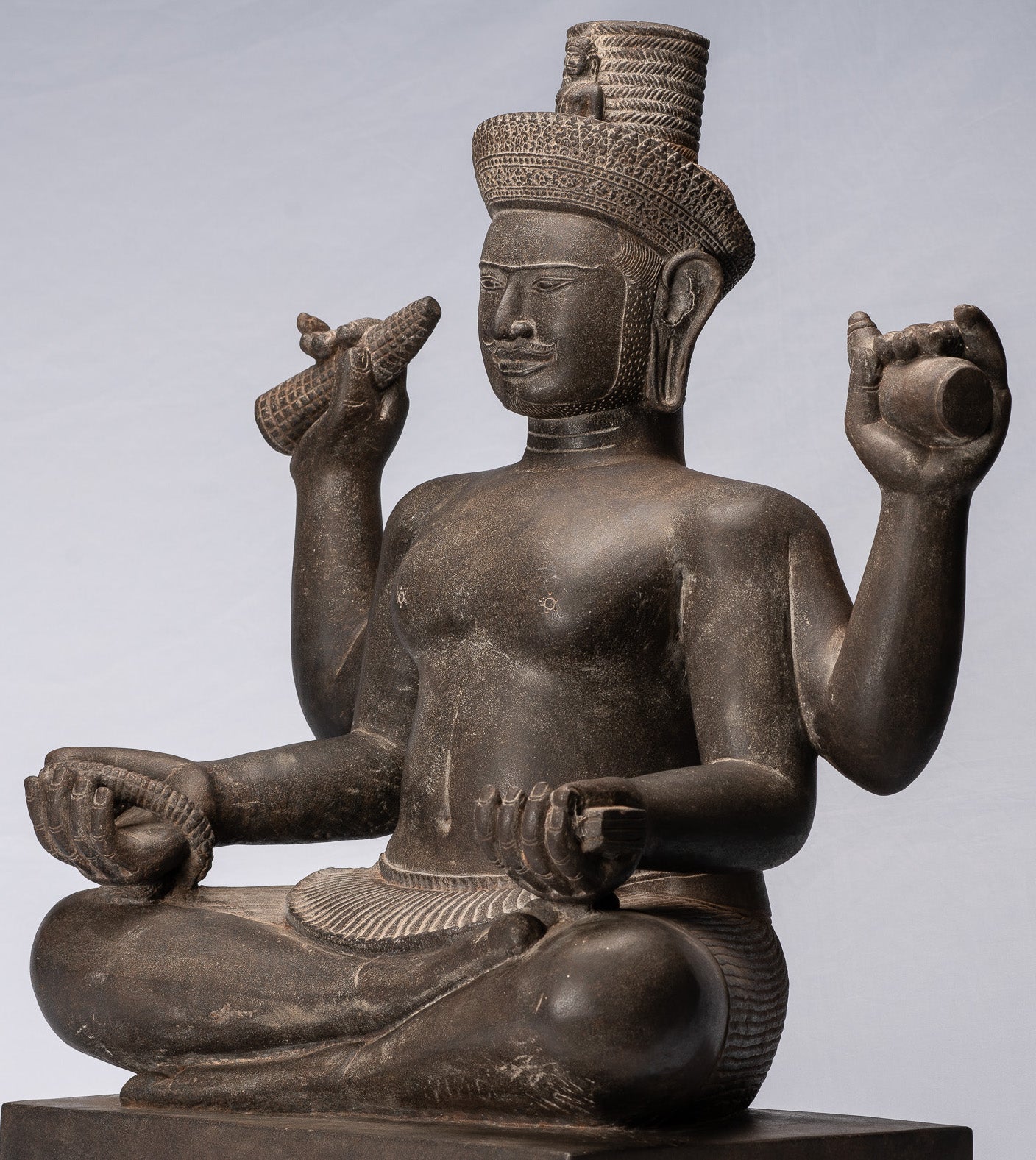 Antique Khmer Style Stone Koh Ker seduto Bodhisattva Avalokitesvara Statua - 62 cm/25 "
