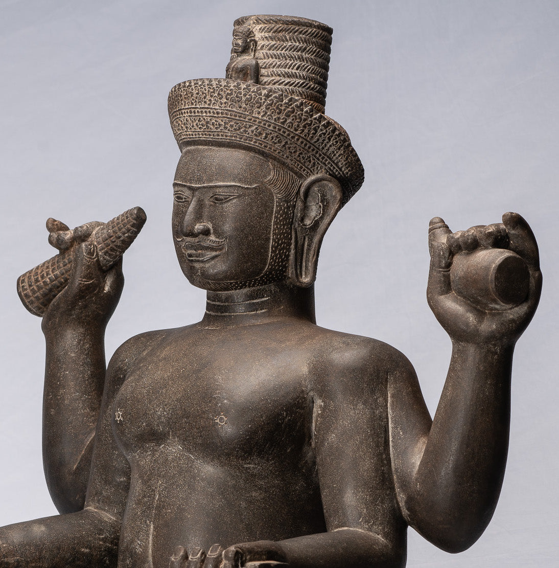 Antique Khmer Style Stone Koh Ker seduto Bodhisattva Avalokitesvara Statua - 62 cm/25 "