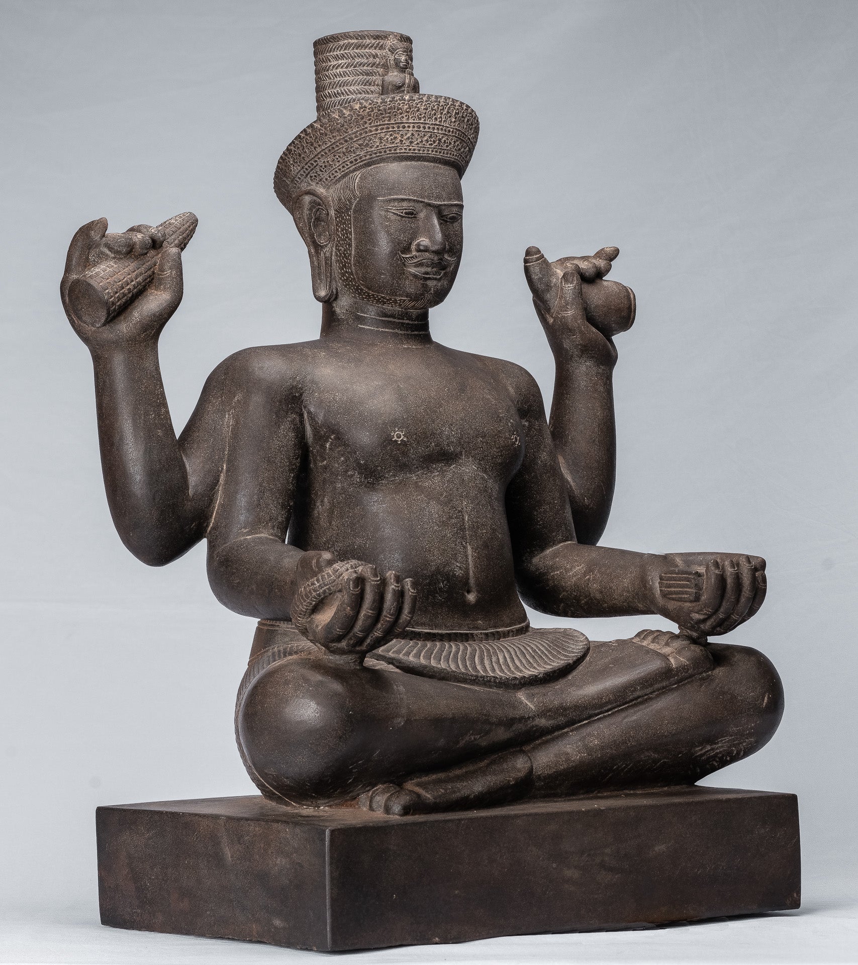 Antique Khmer Style Stone Koh Ker seduto Bodhisattva Avalokitesvara Statua - 62 cm/25 "