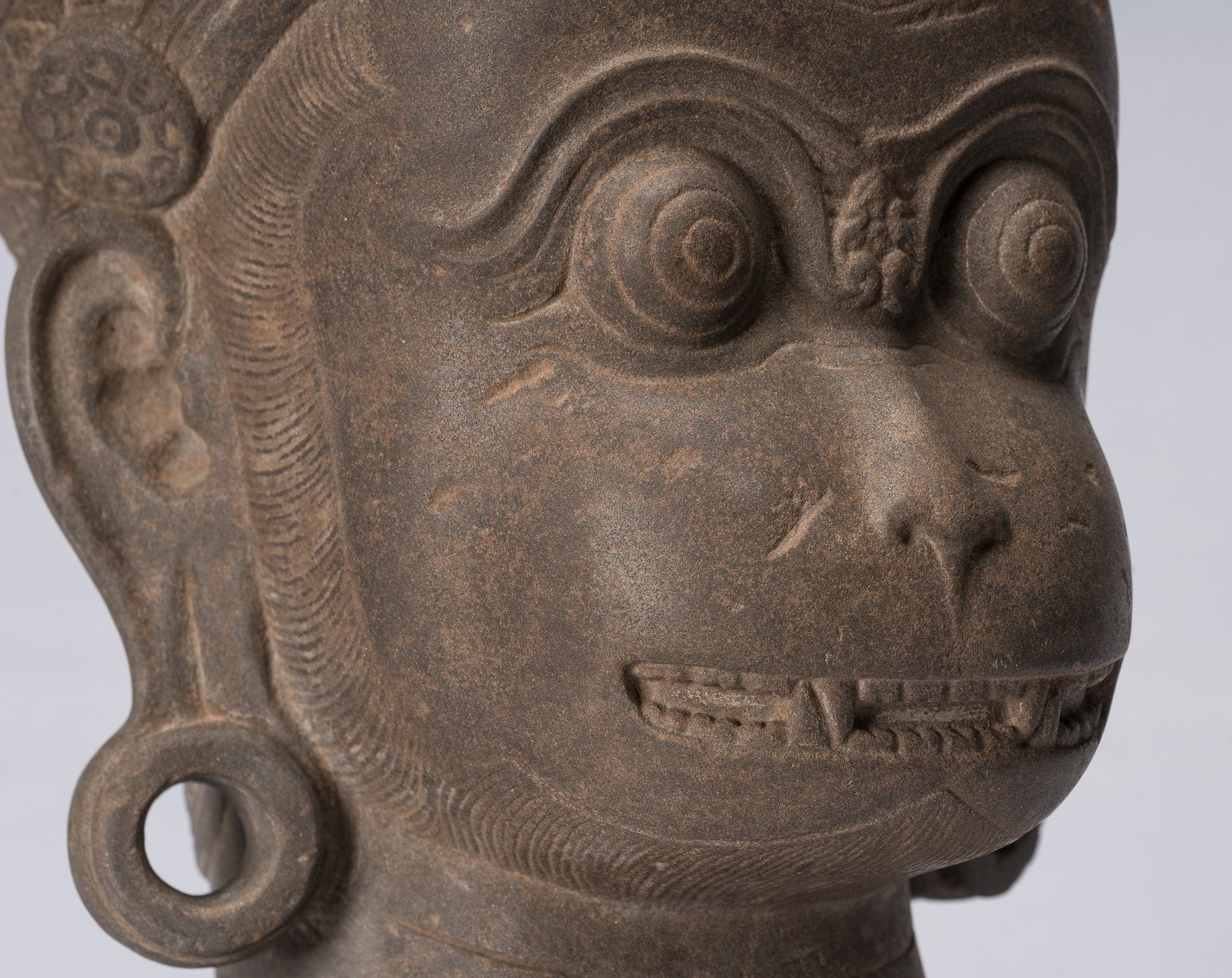 Antique Khmer Style Stone Banteay Srei Hindu God Hanuman Statue-56cm/22 " Tall