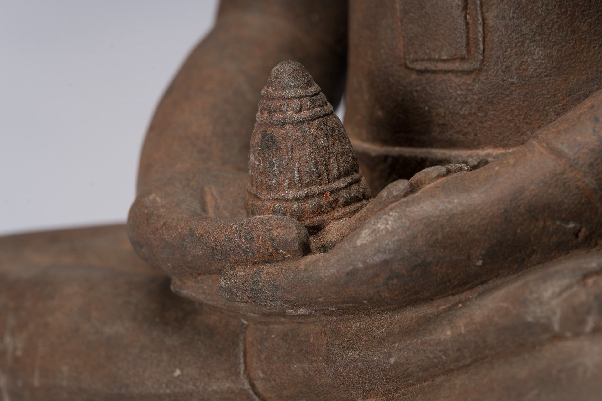 Buddha Statue - Antique Bayon Style Khmer Stone Seated Naga Meditation Buddha - 67cm/27"