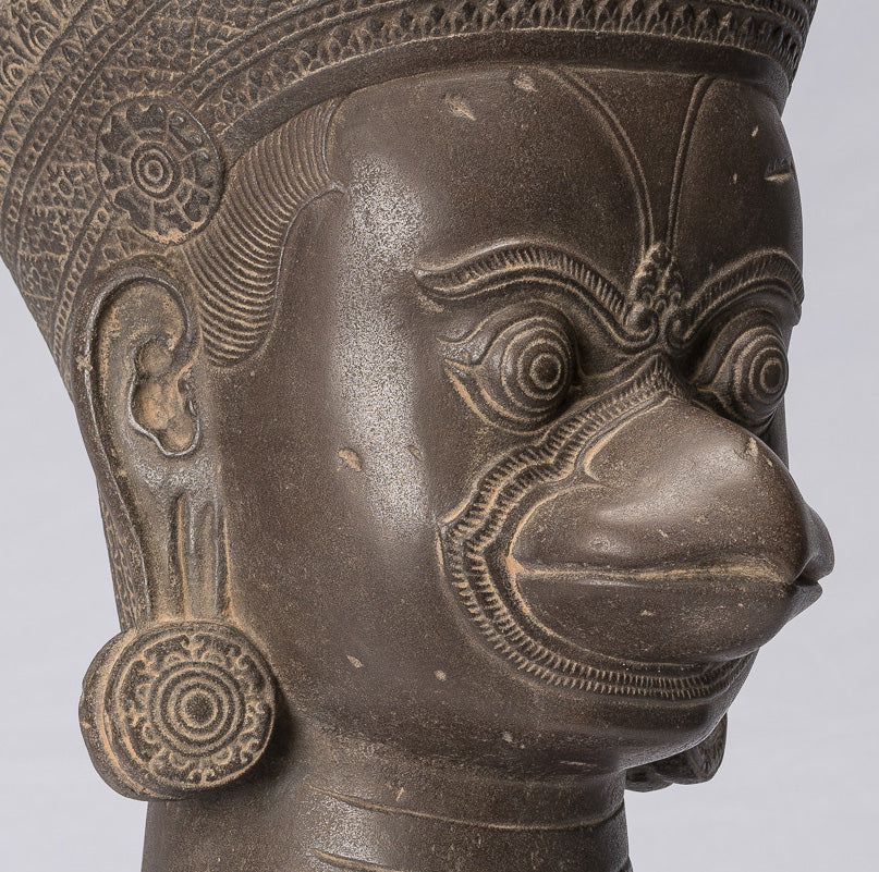 Garuda Statue-Antique Banteay Srei Style Stone Khmer Garuda Vishnu Statue-56cm/22 "
