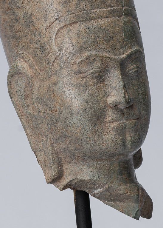 Antique Phnom Da Style Khmer Vishnu Head-Protecteur & Preserver-28cm/11 "