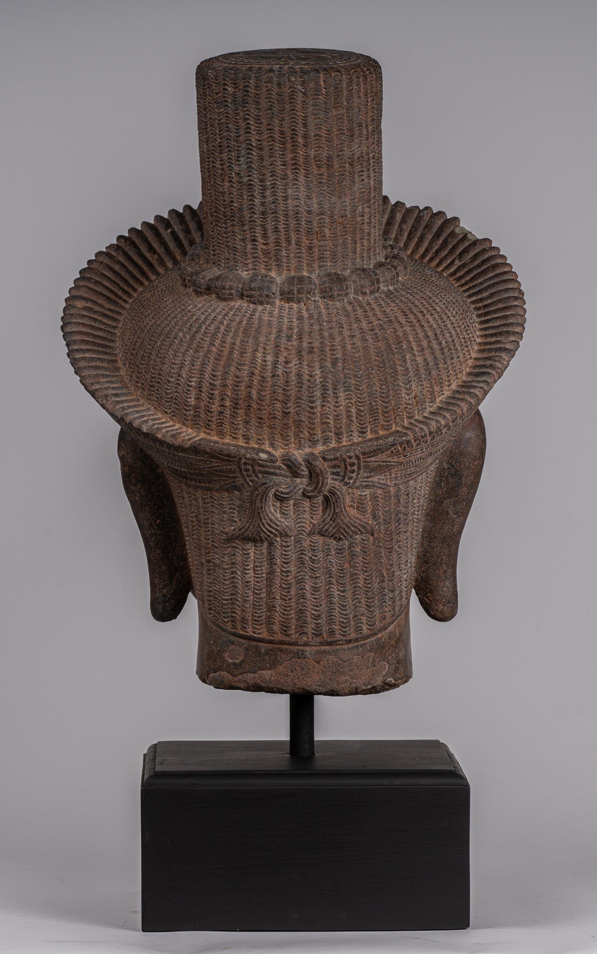 Statua Shiva - Antique Koh Ker Style Khmer Stone Shiva Head Statue - The Destroyer - 54cm/22 "