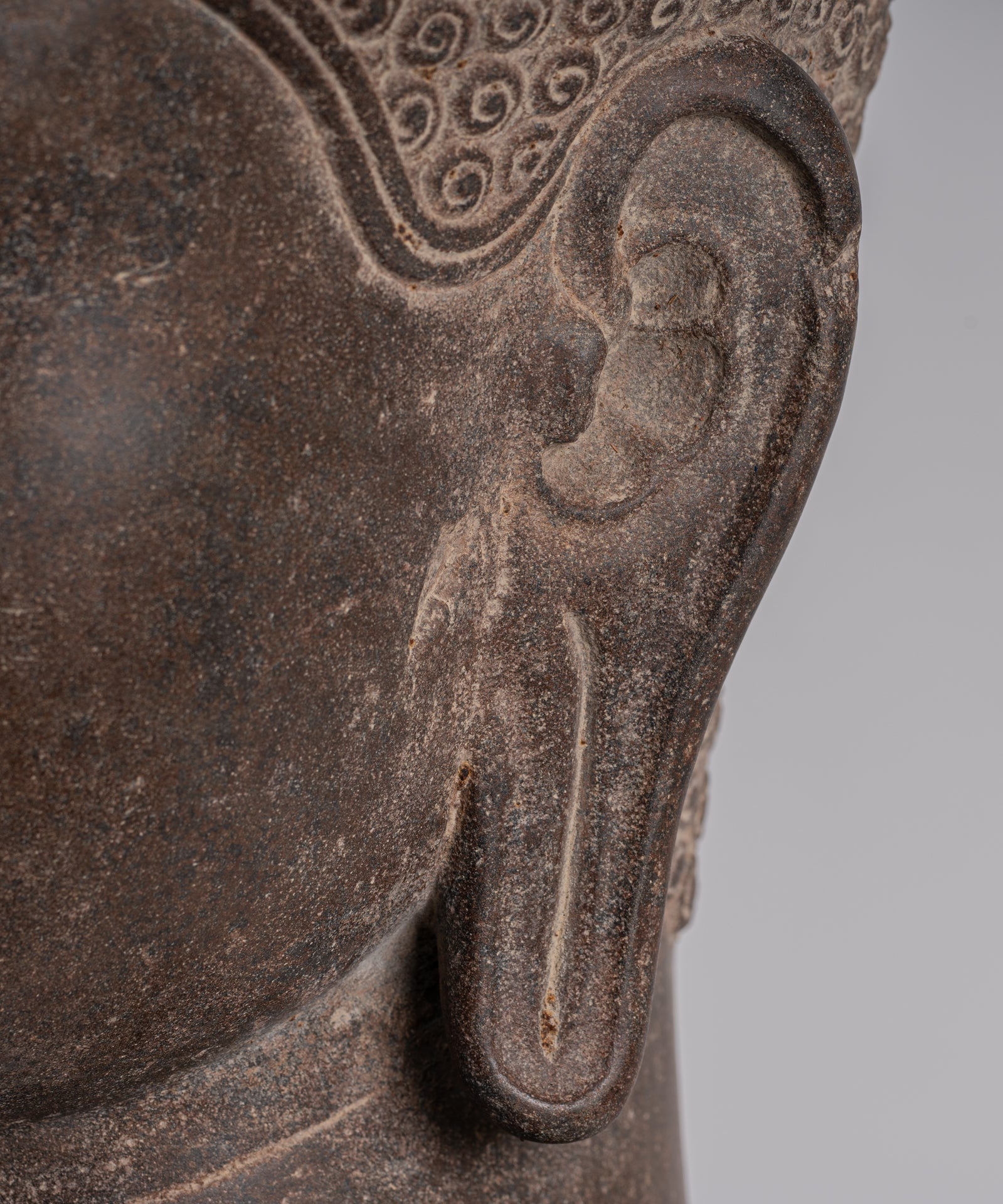 Estatua de Shiva - Estatua de cabeza de piedra marrón de estilo juvial de estilo juvial - El destructor - 52 cm/21 "