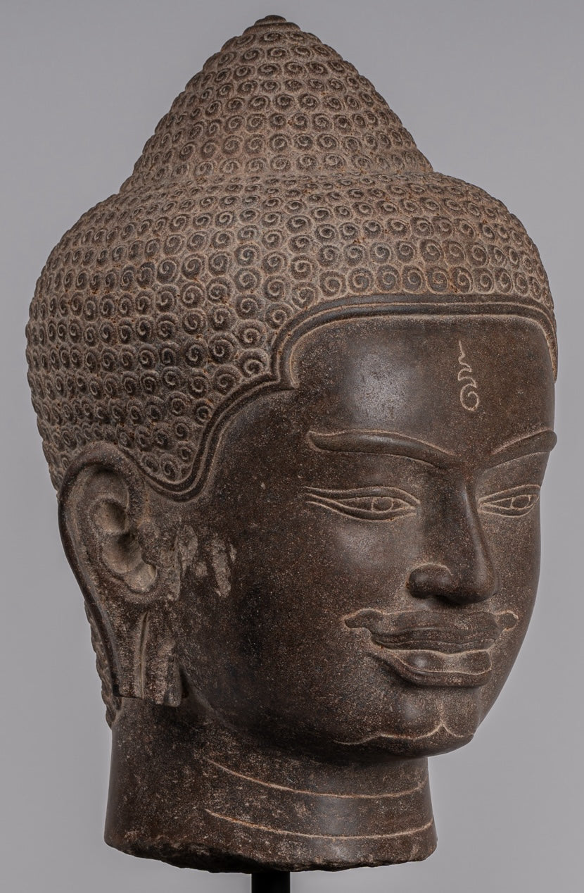 Estatua de Shiva - Estatua de cabeza de piedra marrón de estilo juvial de estilo juvial - El destructor - 52 cm/21 "