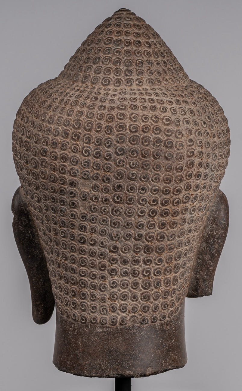 Estatua de Shiva - Estatua de cabeza de piedra marrón de estilo juvial de estilo juvial - El destructor - 52 cm/21 "