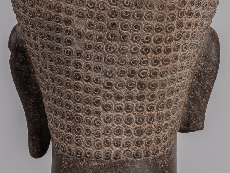 Estatua de Shiva - Estatua de cabeza de piedra marrón de estilo juvial de estilo juvial - El destructor - 52 cm/21 "