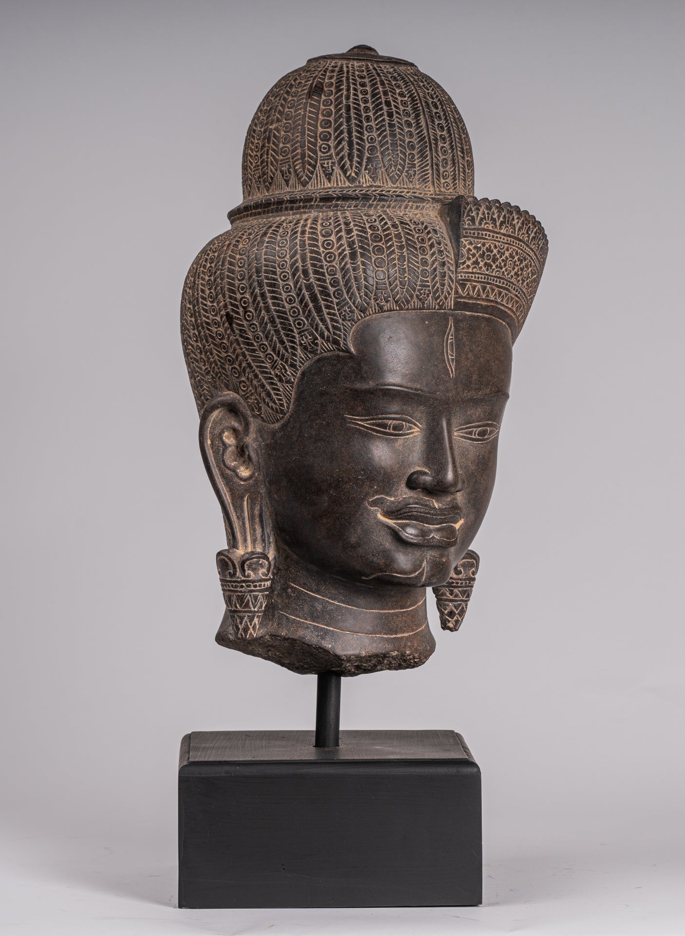 Ardhanarishvara Statue - Antique Baphuon Style Khmer Sandstone Standing Shiva Parvati Statue - 57cm/23"