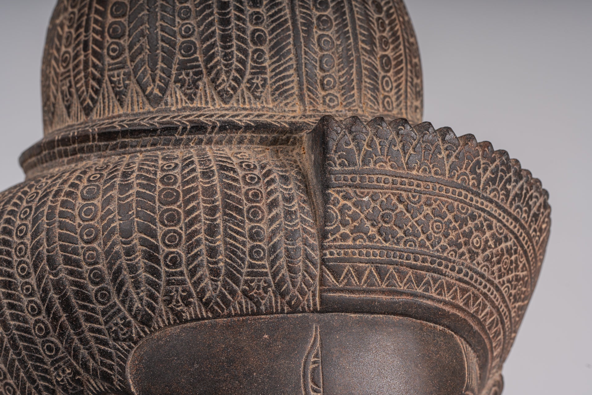 Ardhanarishvara Statue - Antique Baphuon Style Khmer Sandstone Standing Shiva Parvati Statue - 57cm/23"