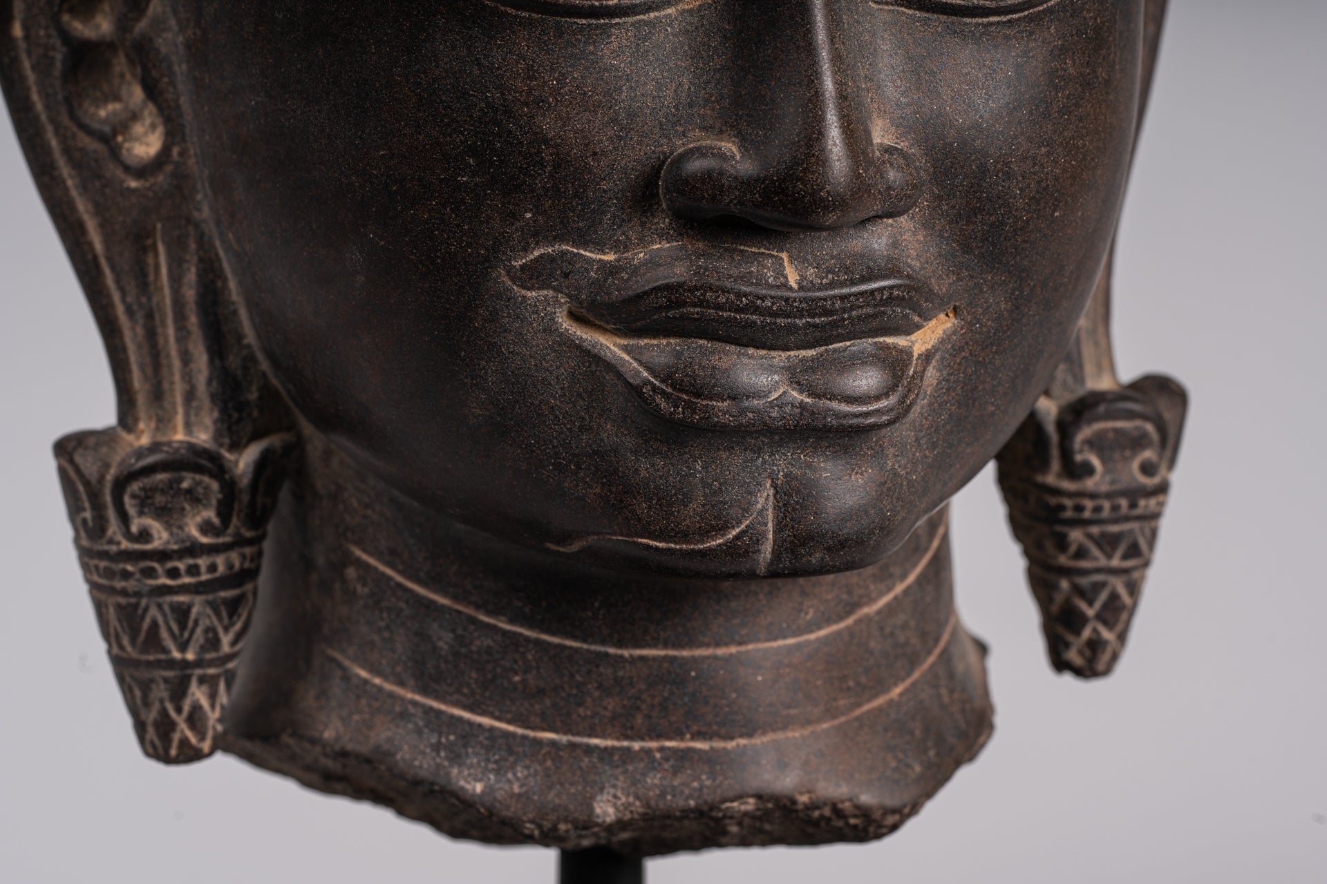 Ardhanarishvara Statue - Antique Baphuon Style Khmer Sandstone Standing Shiva Parvati Statue - 57cm/23"