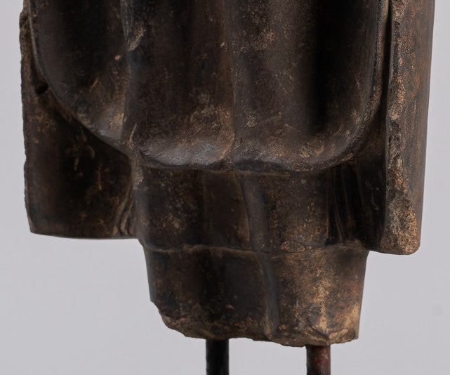 Buddha Statue - Antique Thai Style Standing Stone Dvaravati Buddha (probably) Statue - 58cm/23" Tall