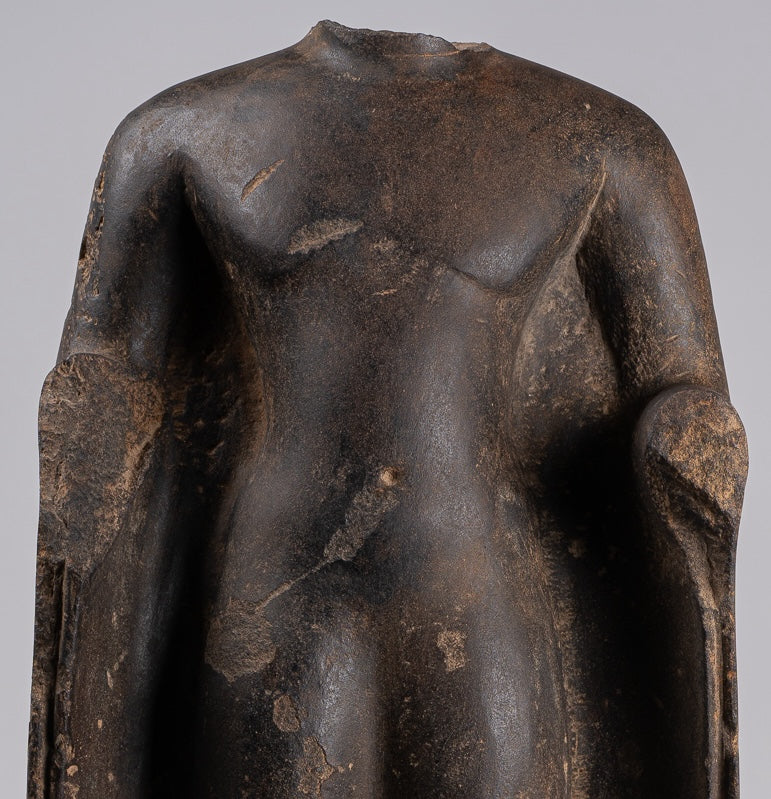 Buddha Statue - Antique Thai Style Standing Stone Dvaravati Buddha (probably) Statue - 58cm/23" Tall