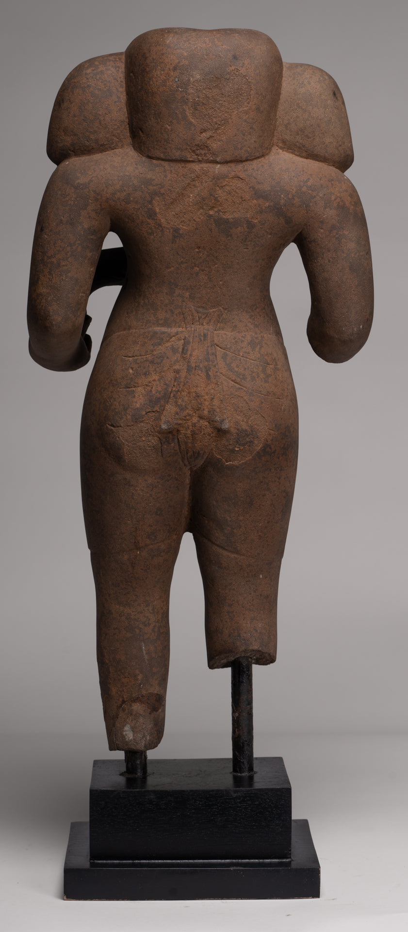 Ganesha Statue - Antique Vietnamese Style Stone Cham Mounted Ganesha Torso Statue - 67cm/27"