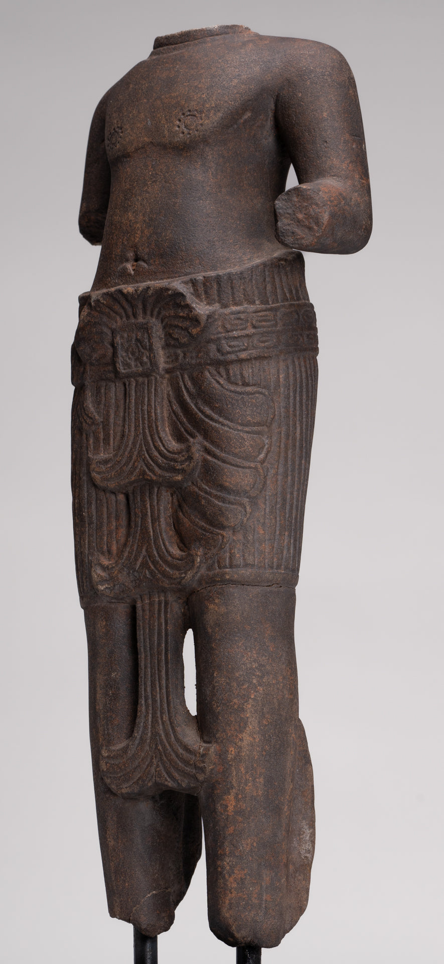 Male Statue - Antique Stone Angkor Wat Style Male Deity Torso - 53cm / 21"