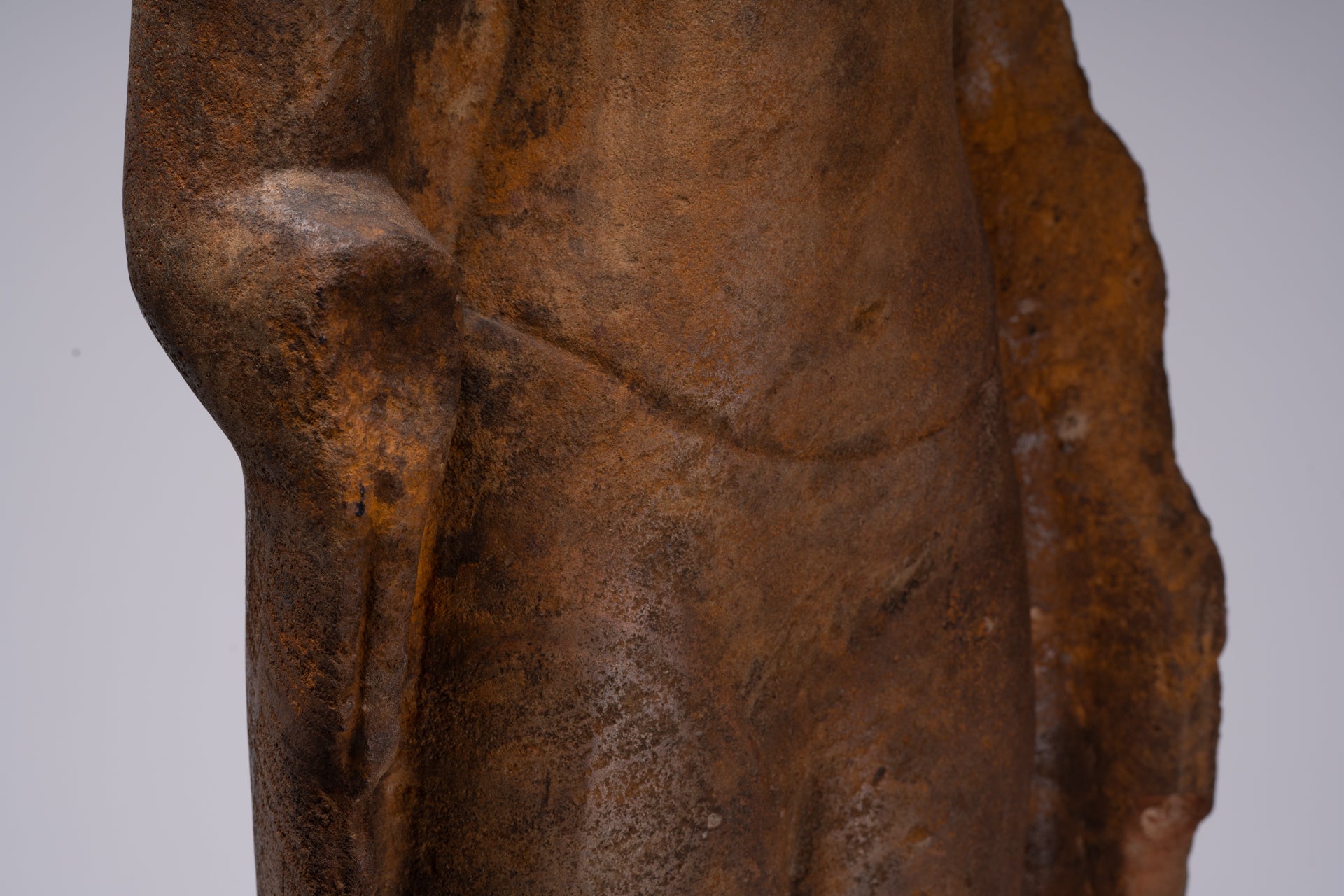 Buddha Statue - Antique Thai Style Standing Stone Dvaravati Buddha (probably) Statue - 84cm/34" Tall